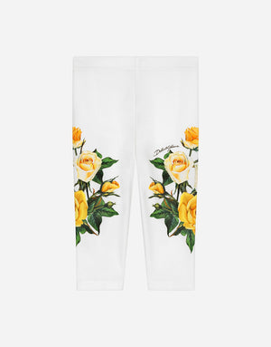INTERLOCK LEGGINGS WITH YELLOW ROSE PRINT