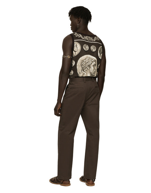 COIN PRINT TANK TOP IN COTTON AND LINEN