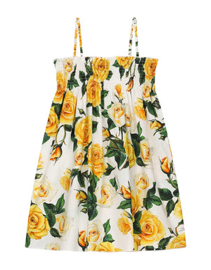 POPLIN SUNDRESS WITH YELLOW ROSE PRINT