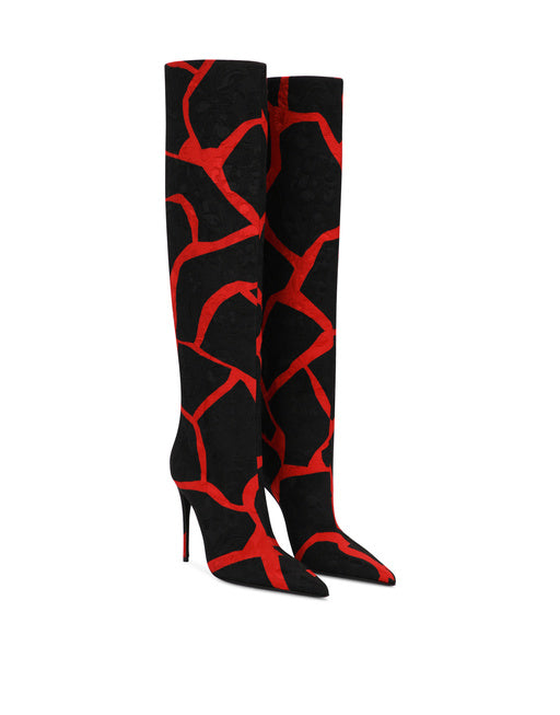 GIRAFFE-PRINT BROCADE BOOTS