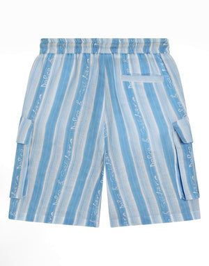 CANVAS CARGO SHORTS WITH STRIPED PRINT