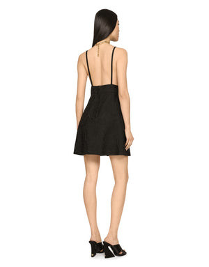 SHORT JACQUARD DRESS WITH CRYSTAL-EMBELLISHED DG LOGO