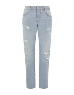 WASHED STRETCH DENIM SLIM JEANS