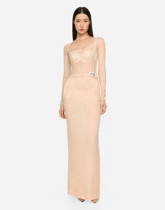 KIM DOLCE&GABBANA GEORGETTE TOP WITH CORSET DETAILING