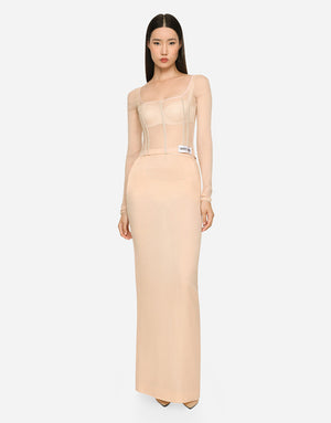 KIM DOLCE&GABBANA GEORGETTE TOP WITH CORSET DETAILING