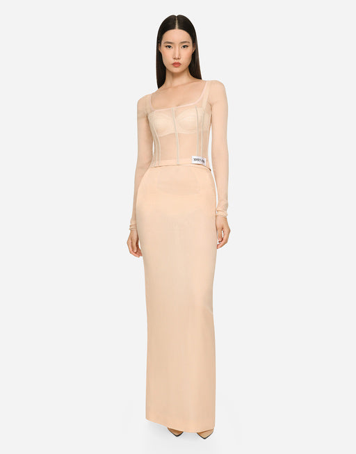 KIM DOLCE&GABBANA GEORGETTE TOP WITH CORSET DETAILING