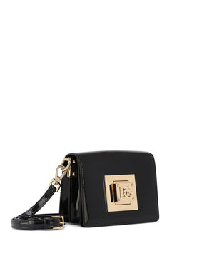 POLISHED CALFSKIN CROSSBODY BAG WITH DG FASTENING