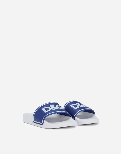 RUBBER AND CALFSKIN SLIDERS WITH LOGO PRINT