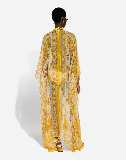 MAJOLICA-PRINT CHIFFON CAFTAN