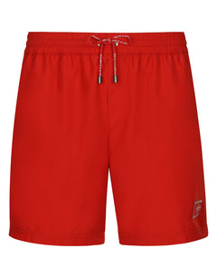 MID-LENGTH SWIM TRUNKS WITH BRANDED PLATE