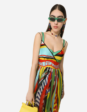 LONG CARRETTO-PRINT SLIP DRESS