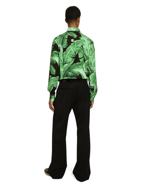 MARTINI-FIT SHIRT IN BANANA-TREE-PRINT COTTON