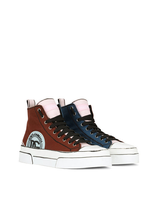 HAND-PAINTED TWO-TONE CANVAS PORTOFINO LIGHT MID-TOP SNEAKERS