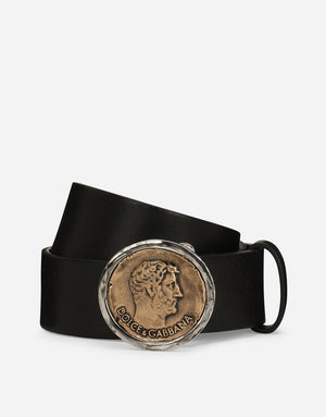 LEATHER BELT WITH BRAND COIN
