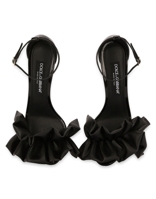 POLISHED CALFSKIN SANDALS WITH RUCHING