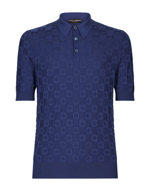 3D CHECK SILK JACQUARD POLO-SHIRT