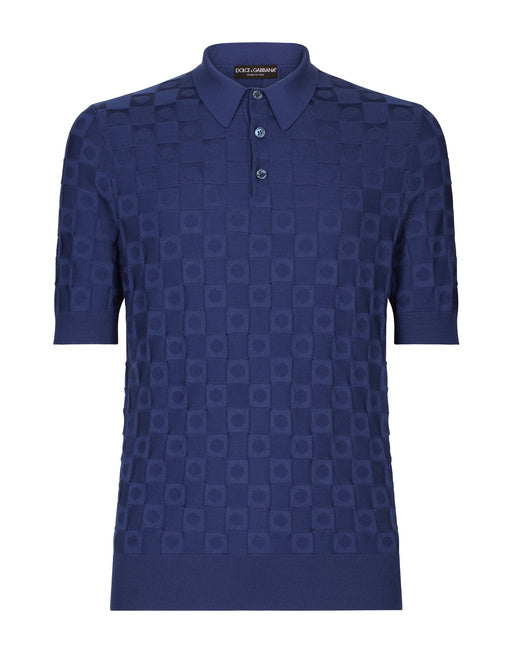 3D CHECK SILK JACQUARD POLO-SHIRT