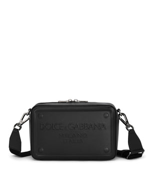 CALFSKIN CROSSBODY BAG WITH RAISED LOGO