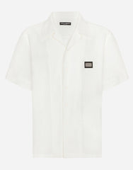 LINEN HAWAIIAN SHIRT WITH LOGO TAG