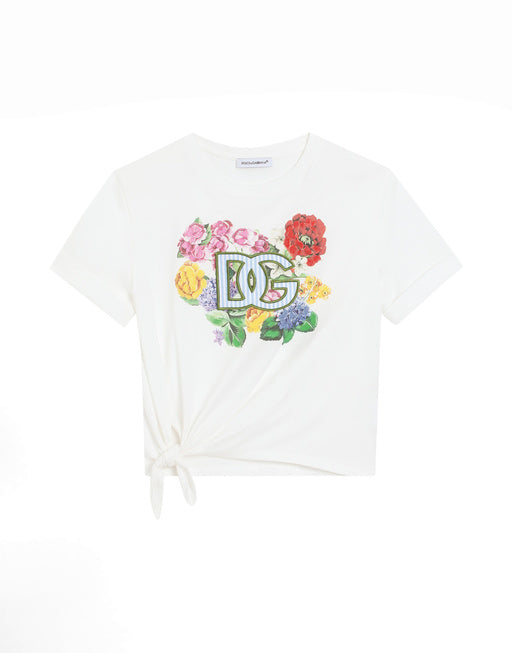 JERSEY T-SHIRT WITH FLOWERS AND DG LOGO