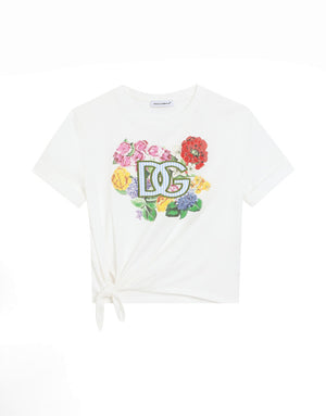 JERSEY T-SHIRT WITH FLOWERS AND DG LOGO