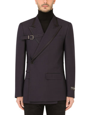 DOUBLE-BREASTED MICRO-PATTERNED WOOL SICILIA-FIT JACKET