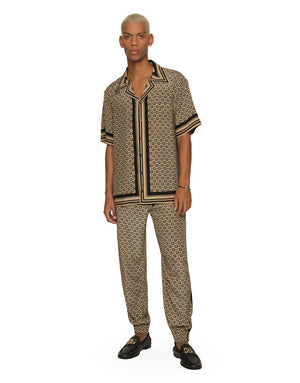 CREPE DE CHINE JOGGING PANTS WITH LOGO PRINT