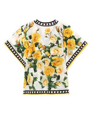 BATISTE CAFTAN WITH YELLOW ROSE PRINT