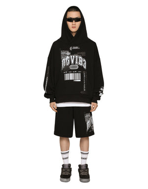 JERSEY JOGGING SHORTS WITH DGVIB3 PRINT AND LOGO