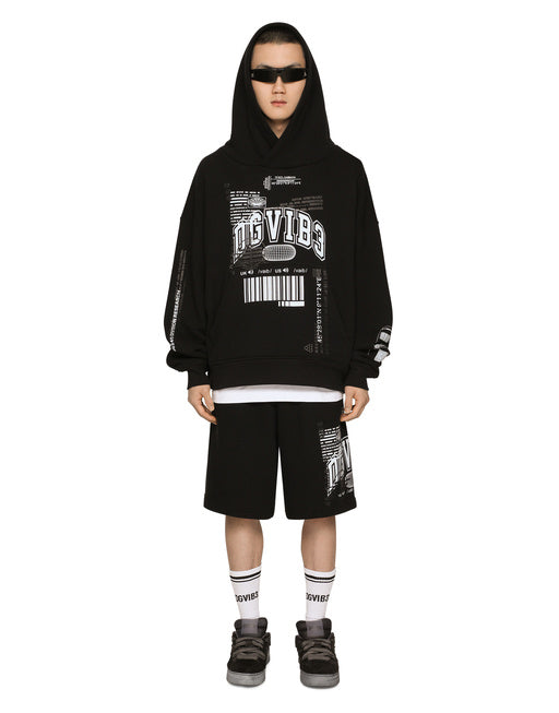 JERSEY JOGGING SHORTS WITH DGVIB3 PRINT AND LOGO