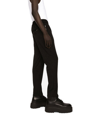PINSTRIPE JERSEY JOGGING PANTS WITH DG PATCH