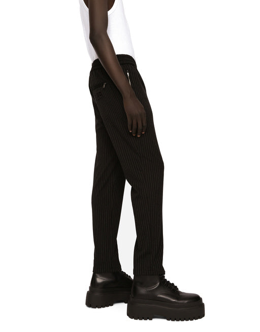 PINSTRIPE JERSEY JOGGING PANTS WITH DG PATCH