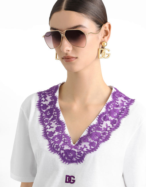 JERSEY T-SHIRT WITH LACE AND DG PATCH