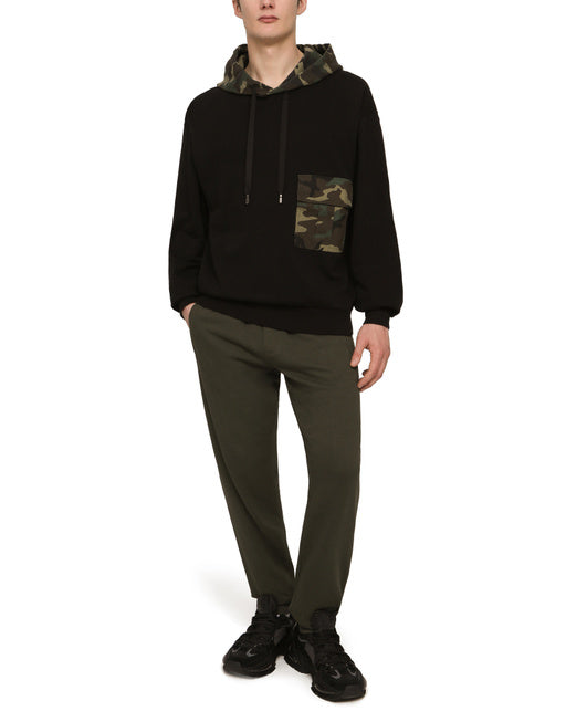 JERSEY HOODIE WITH CAMOUFLAGE DETAILS