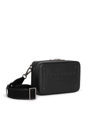 CALFSKIN CROSSBODY BAG WITH RAISED LOGO