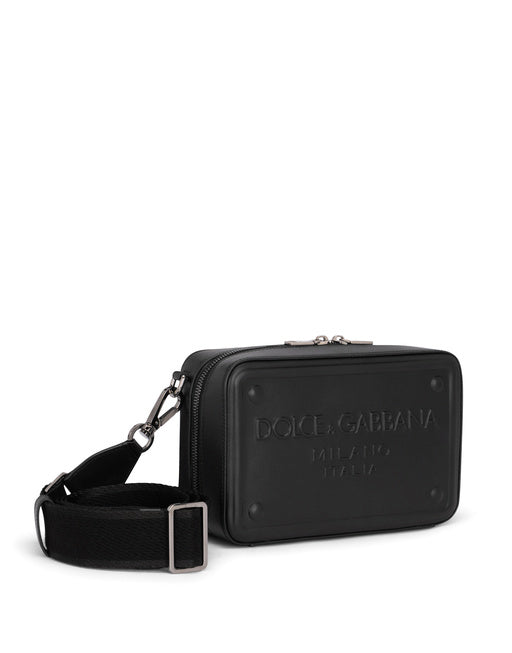 CALFSKIN CROSSBODY BAG WITH RAISED LOGO