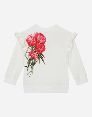 ROUND-NECK JERSEY SWEATSHIRT WITH CARNATION PRINT