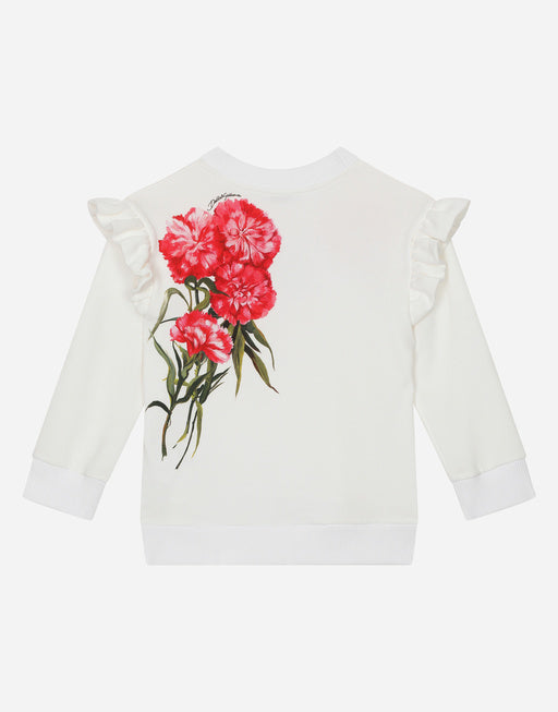 ROUND-NECK JERSEY SWEATSHIRT WITH CARNATION PRINT
