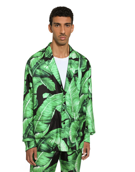 BANANA-TREE-PRINT SILK SHIRT