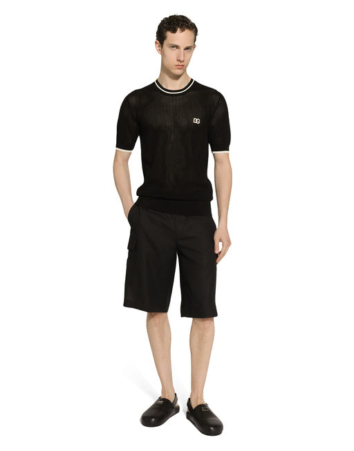 ROUND-NECK COTTON SWEATER WITH DG LOGO