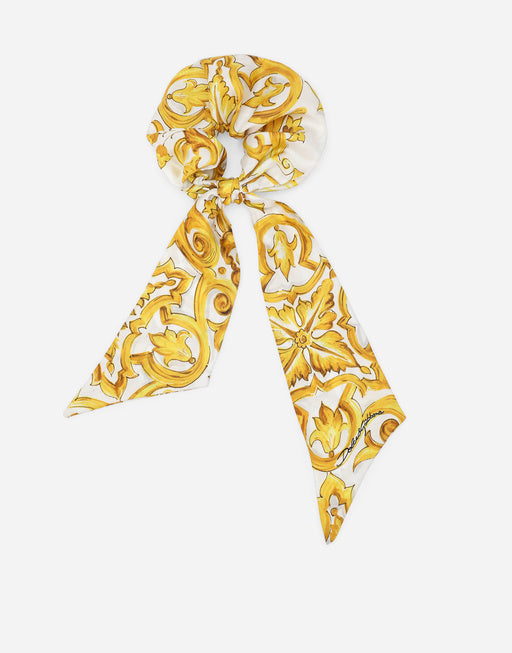 POPLIN SCRUNCHIE WITH YELLOW MAJOLICA PRINT