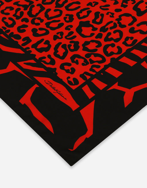 LEOPARD-PRINT TWILL SCARF (70 X 70)