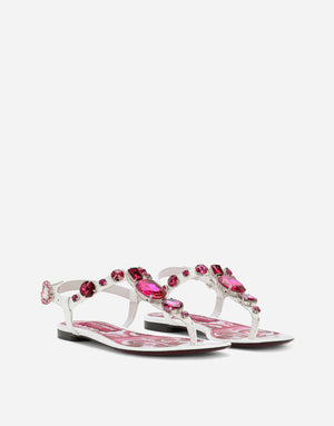 PATENT LEATHER THONG SANDALS