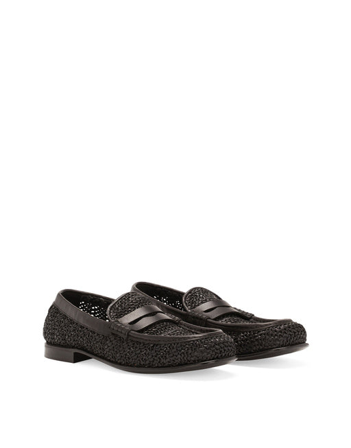 WOVEN RAFFIA LOAFERS