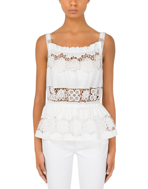 POPLIN TOP WITH OPENWORK EMBROIDERY