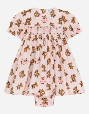 POPLIN DRESS WITH BABY LEOPARD PRINT
