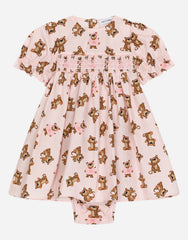POPLIN DRESS WITH BABY LEOPARD PRINT
