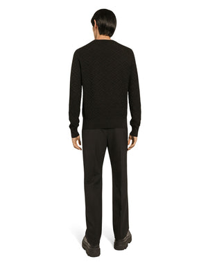 CREW NECK SILK SWEATER WITH ALLOVER DG LOGO