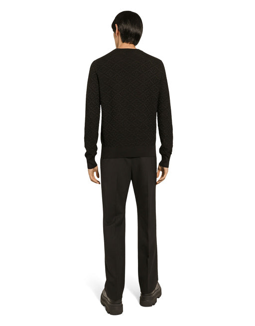 CREW NECK SILK SWEATER WITH ALLOVER DG LOGO