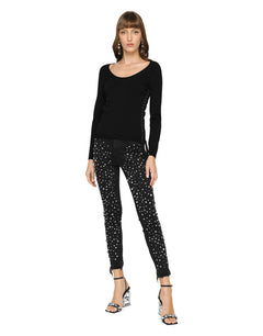 VISCOSE SWEATER WITH LACING AND EYELETS
